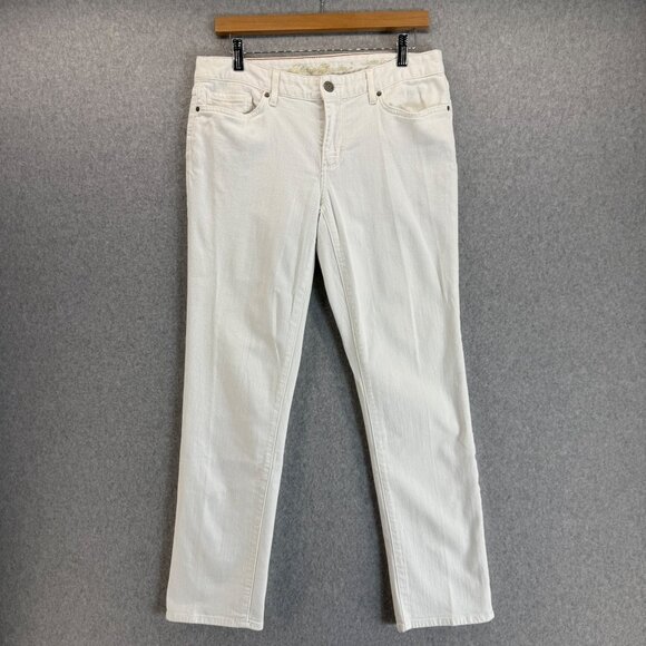 Eddie Bauer Womens White Straight Leg Jeans Denim Cotton Blend Size‎ 10 Petite - Picture 1 of 14